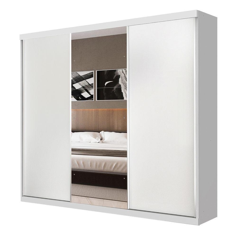 Guarda Roupa Casal 3 Portas De Correr E 3 Espelhos Evidence Minastex Branco