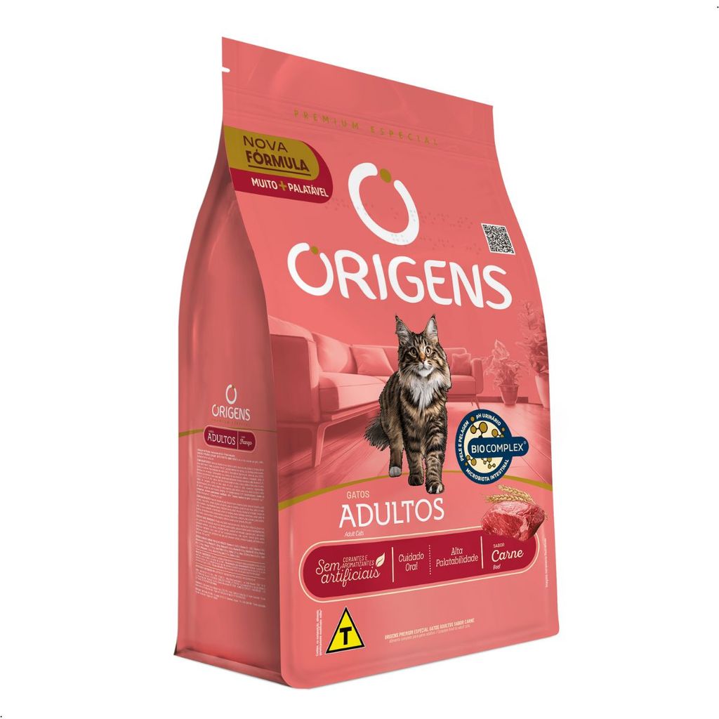 Ração Origens Gatos Adultos 10,1Kg Sabor Carne Alimento Premium Especial Palatável Sem Corante em Oferta na Shopee