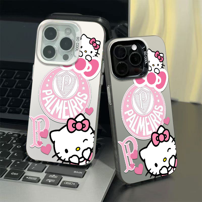 Capinha de celular hello kitty palmeiras para iPhone 7+8 11 12 13 15 14 16 Pro Max Xr Xs Max 7+8 16 Plus anti impacto
