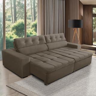 Sofá Retrátil e Reclinável 3 Lugares com Molas 2,30m Dani Suede Cappuccino Adonai Estofados em Oferta na Shopee