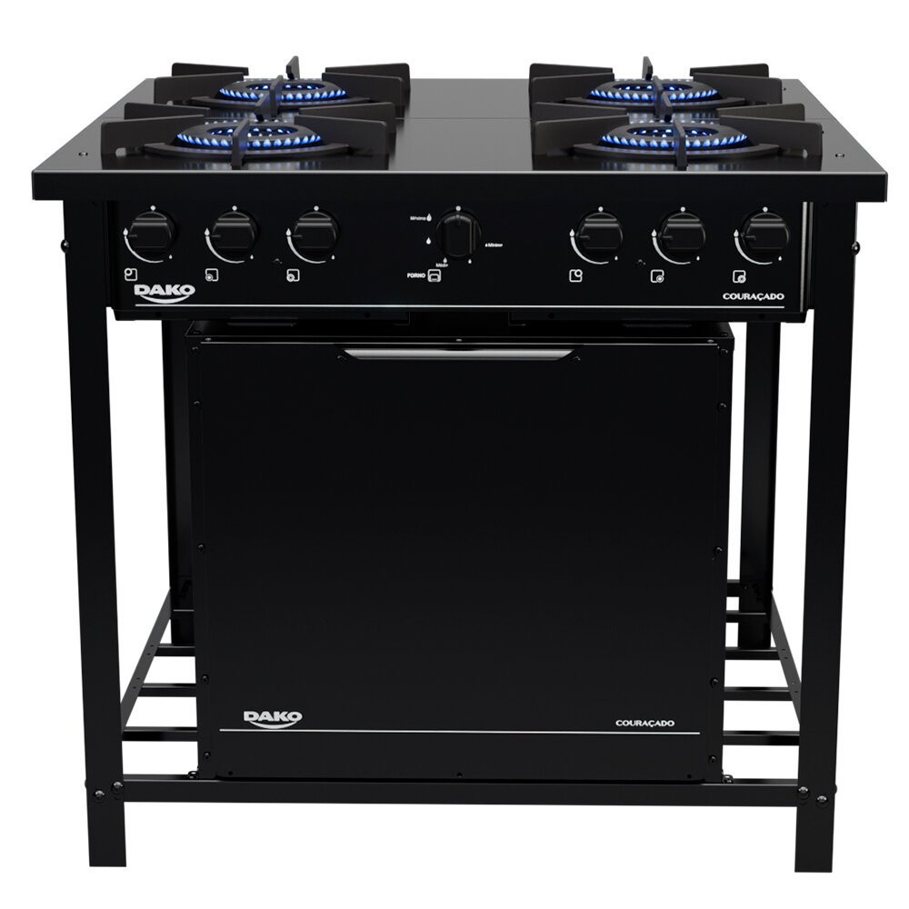 Fogão a Gás Industrial de Piso Dako Couraçado 4 Bocas com Forno em Oferta na Shopee