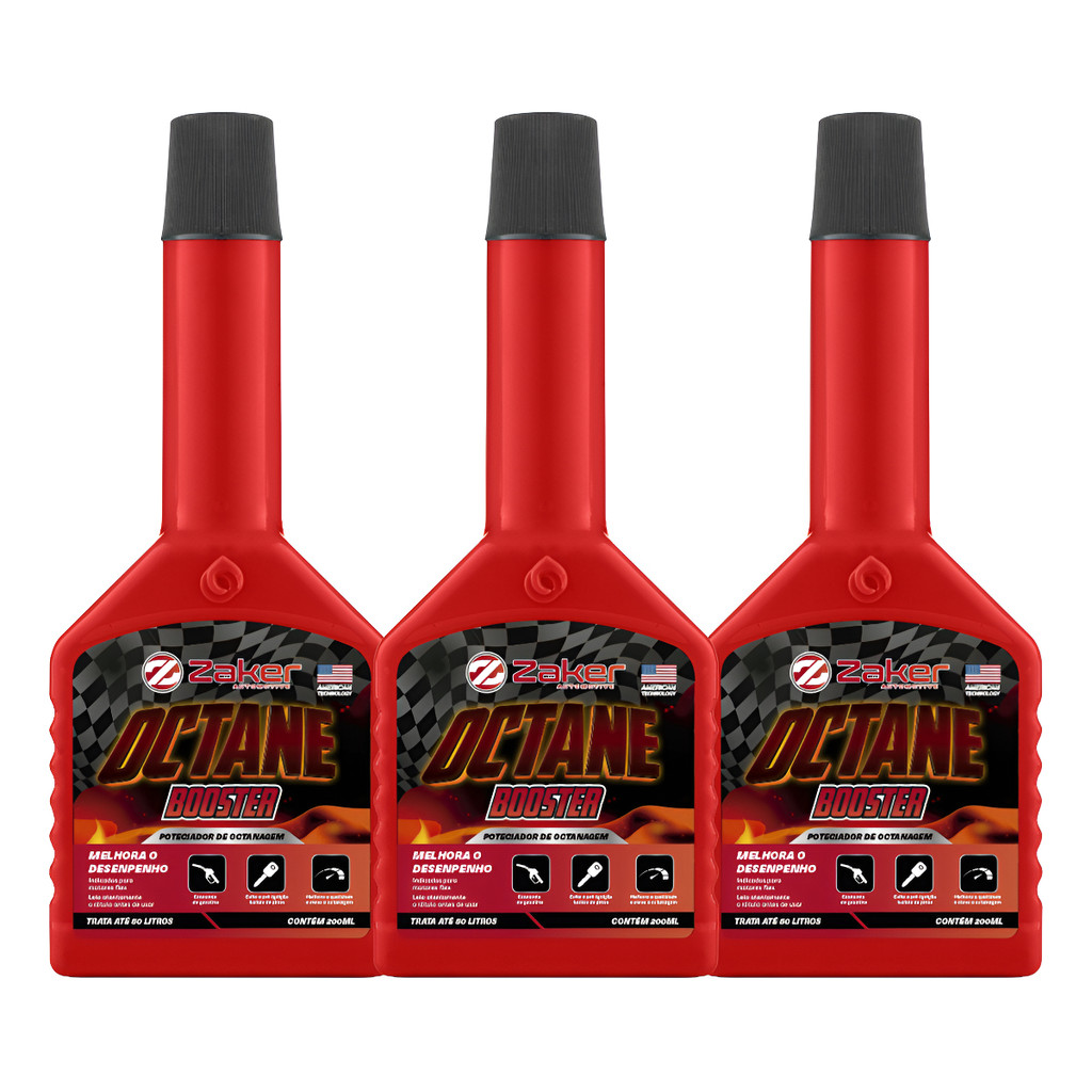Kit Aditivo 3 Combustível 200ml Zaker Octane Booster Flex em Oferta na Shopee