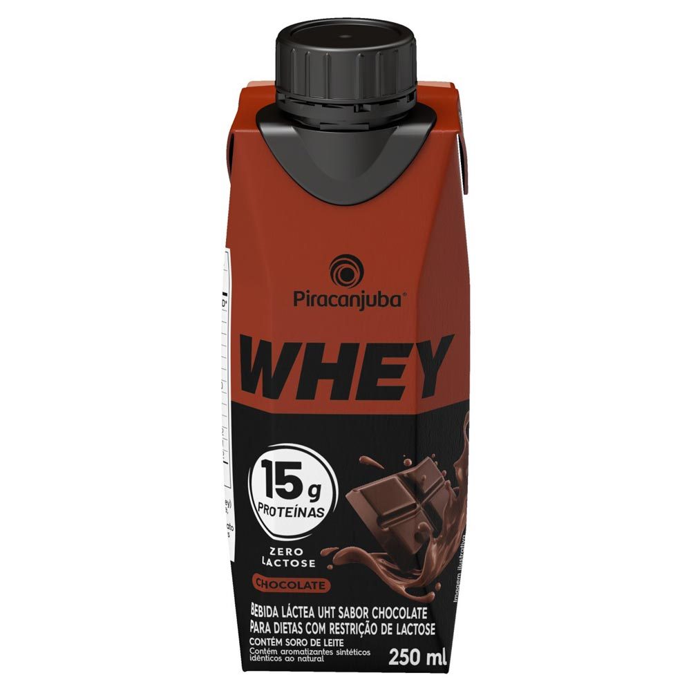 Bebida Láctea Piracanjuba Whey Zero Lactose com 15g de Proteína Chocolate 250ml em Oferta na Shopee