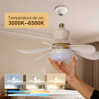 Ventilador De Teto LED Silencioso, Moderno e com Controle Remoto,6 Hélices, Bivolt,Prática Instalação E27/60W/80W/120W