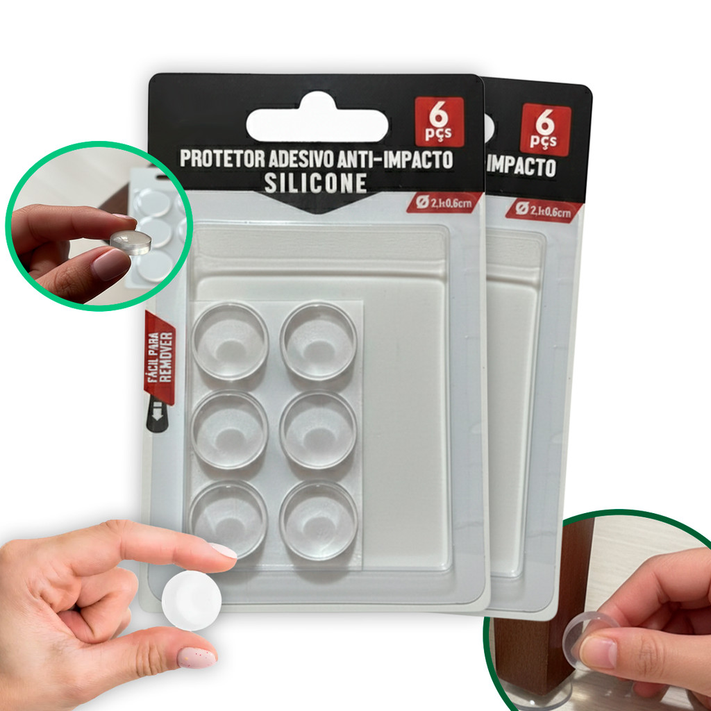 Kit 12 Protetor Porta Borracha Maçaneta Silicone Gel Impacto Arranhão Parede Proteção Movel Adesivo