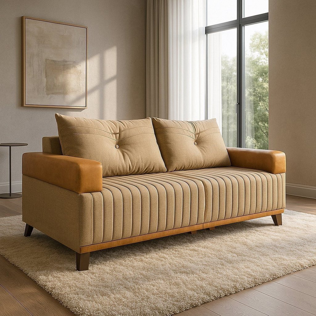 Sofá 3 Lugares 195cm Linho Aveludado Sienna 195 em Oferta na Shopee