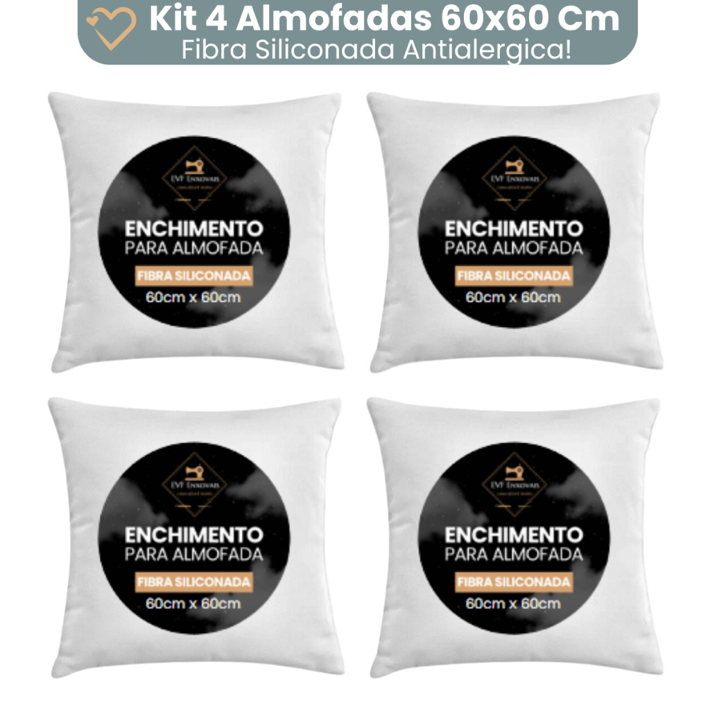 Enchimento Almofada Refil 60x60 Silicone Antialergico Kit 4 Unidades em Oferta na Shopee
