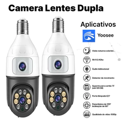 Kit 1 / 2 Unidades Câmera De Segurança Wifi 2 Lentes Dupla Full HD Visão Noturna Microfone Ip App Yoosee