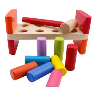 Bancada Bate Martelo Com Pinos Brinquedo Pedagógico Bebê Encaixe Educativo p/ Coordenação Motora em Oferta na Shopee