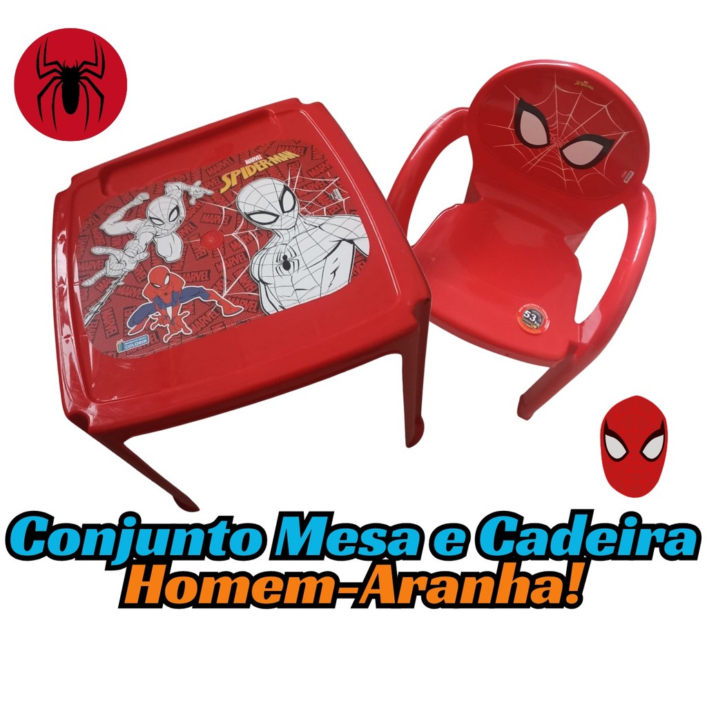 Conjunto Mesa e Cadeira Infantil Homem-Aranha