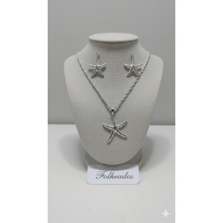 Conjunto Colar e Brincos Estrela do Mar Prata Moda Praia Delicado Verão em Oferta na Shopee