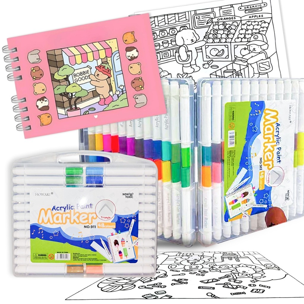 Canetinha 36-80 cores sortidas de marcadores de tinta Caneta acrílica ponta caixa Livro d colorir