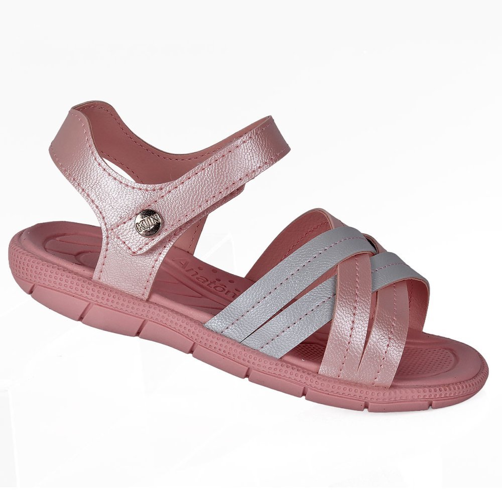 Sandália Klin Menina Infantil Rosa Metalizada Prata Tiras Cruzadas Anatômica Confortável Calce Fácil em Oferta na Shopee