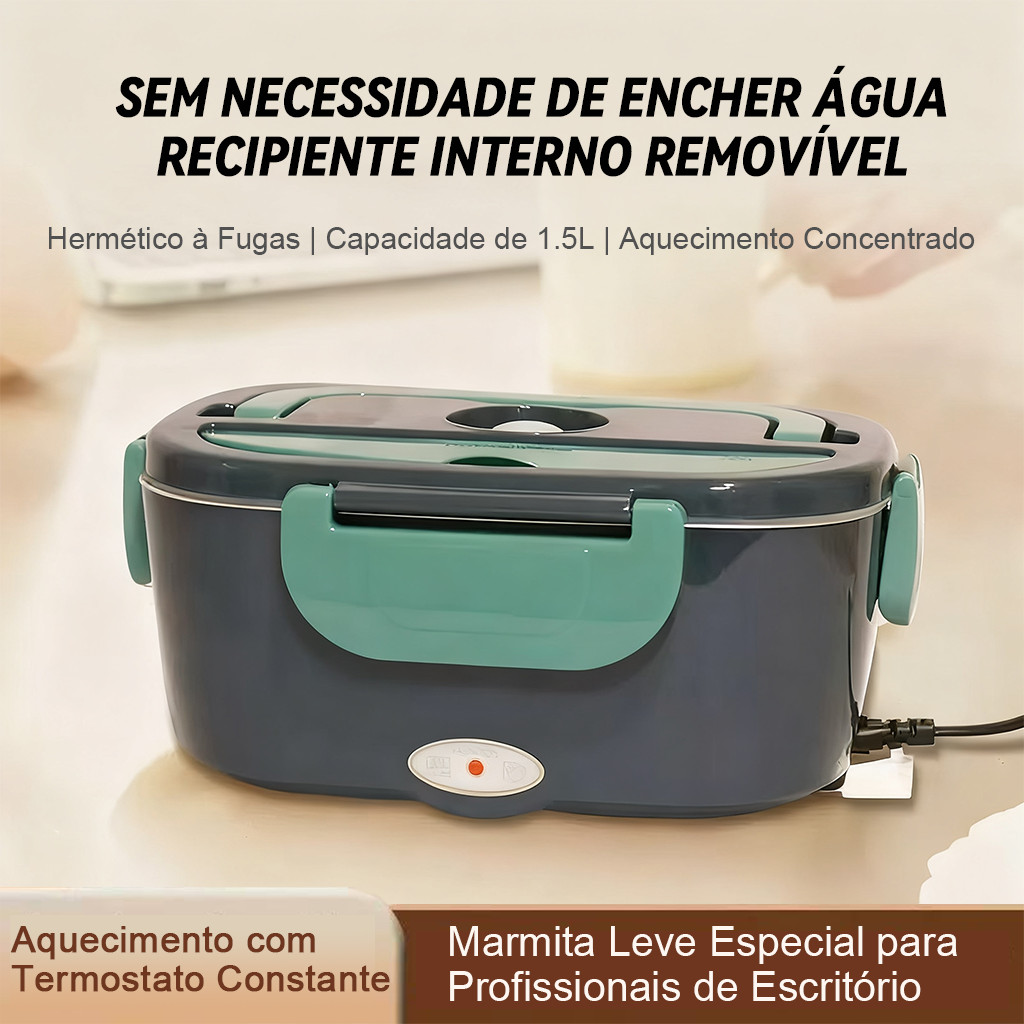 Marmita Elétrica Veicular- Aquece em 30 Min | 110V/220V e 12V/24V | Prática e Portátil