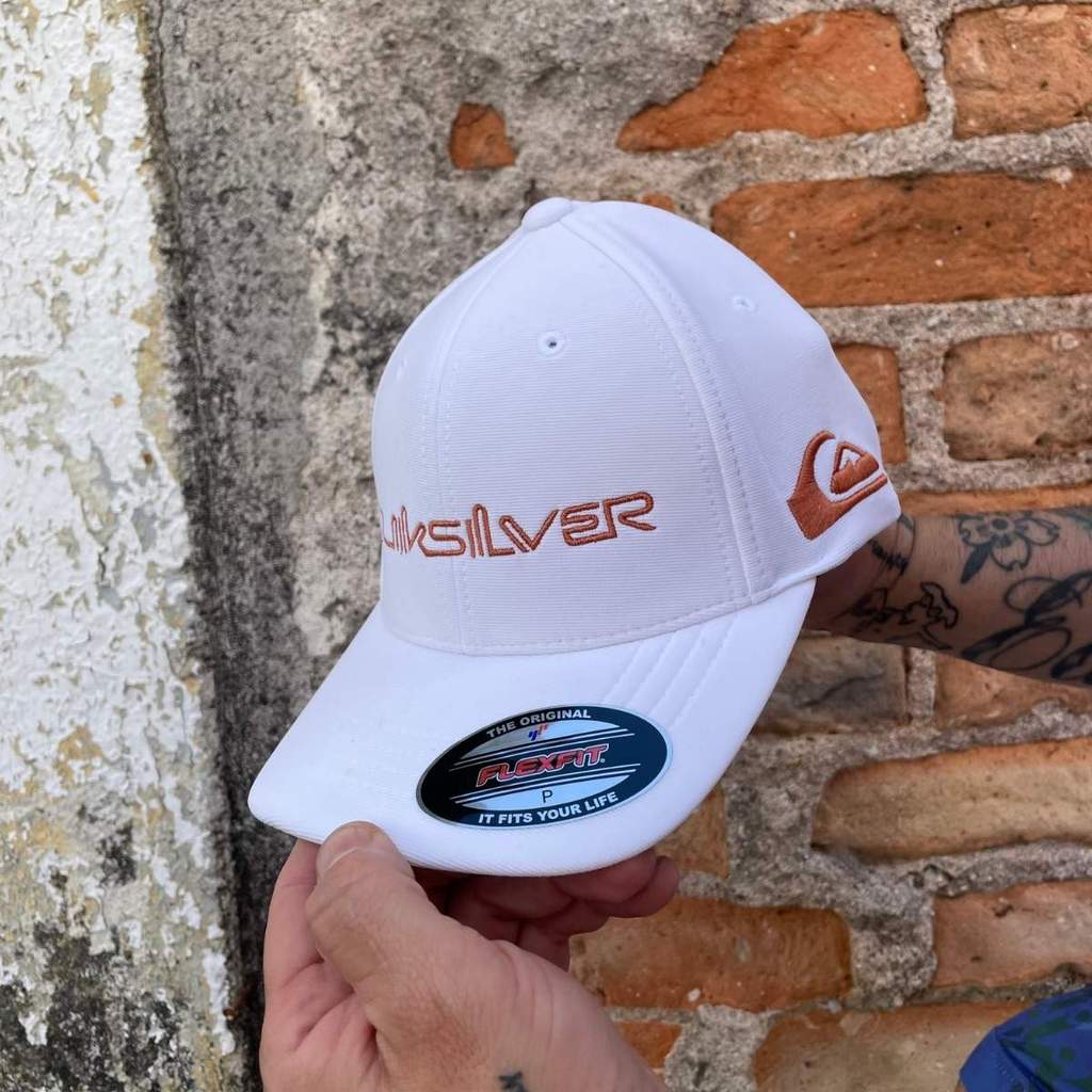 Boné Quiksilver Flexfit Emb Type Down Word White Juvenil P