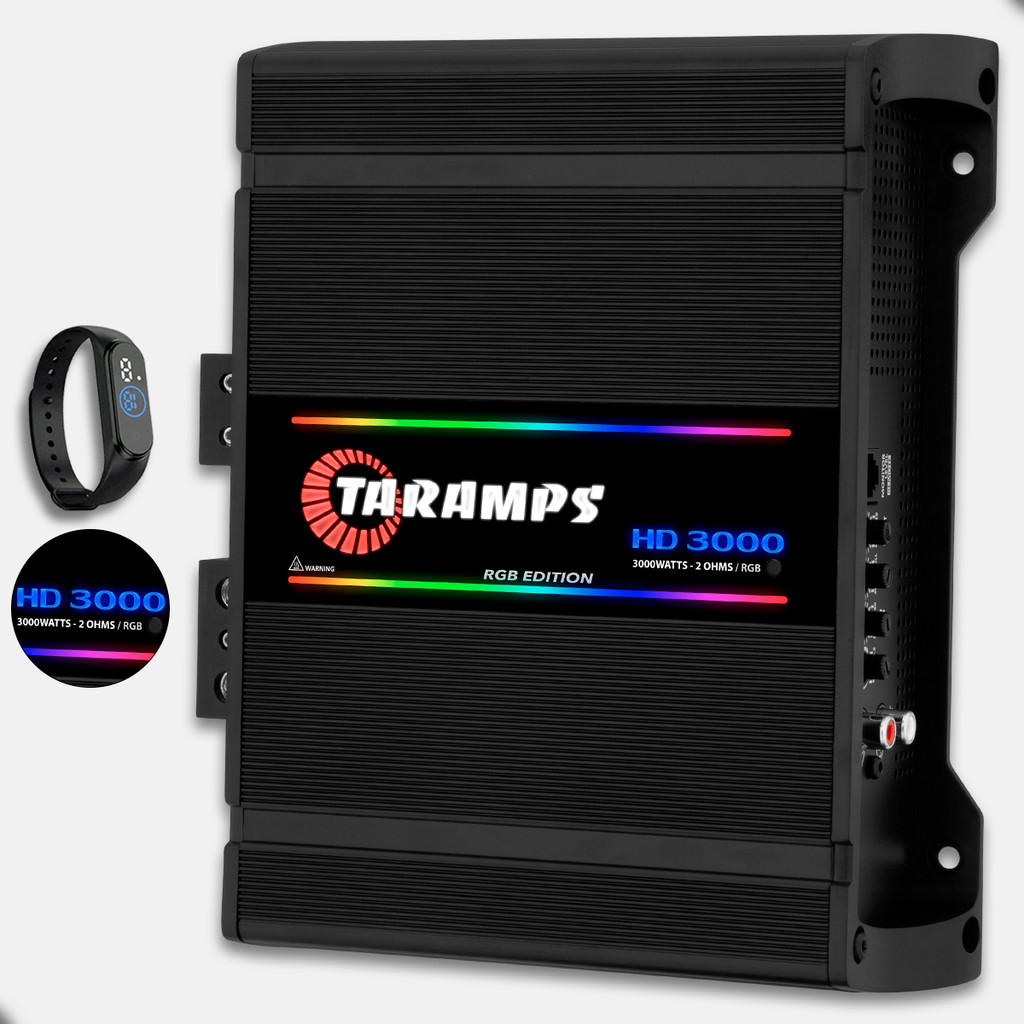 Módulo Amplificador  Taramps HD 3000 Edição RGB Preto 3000W RMS 1 Canal 2 Ohms Classe D Potente para Subwoofer Grave em Oferta na Shopee