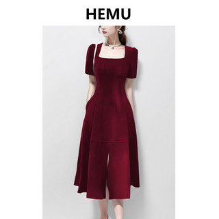 Vestido vermelho feminino francês cintura estreita linda atmosfera digna vestido de noivado diário Wearable High-End req