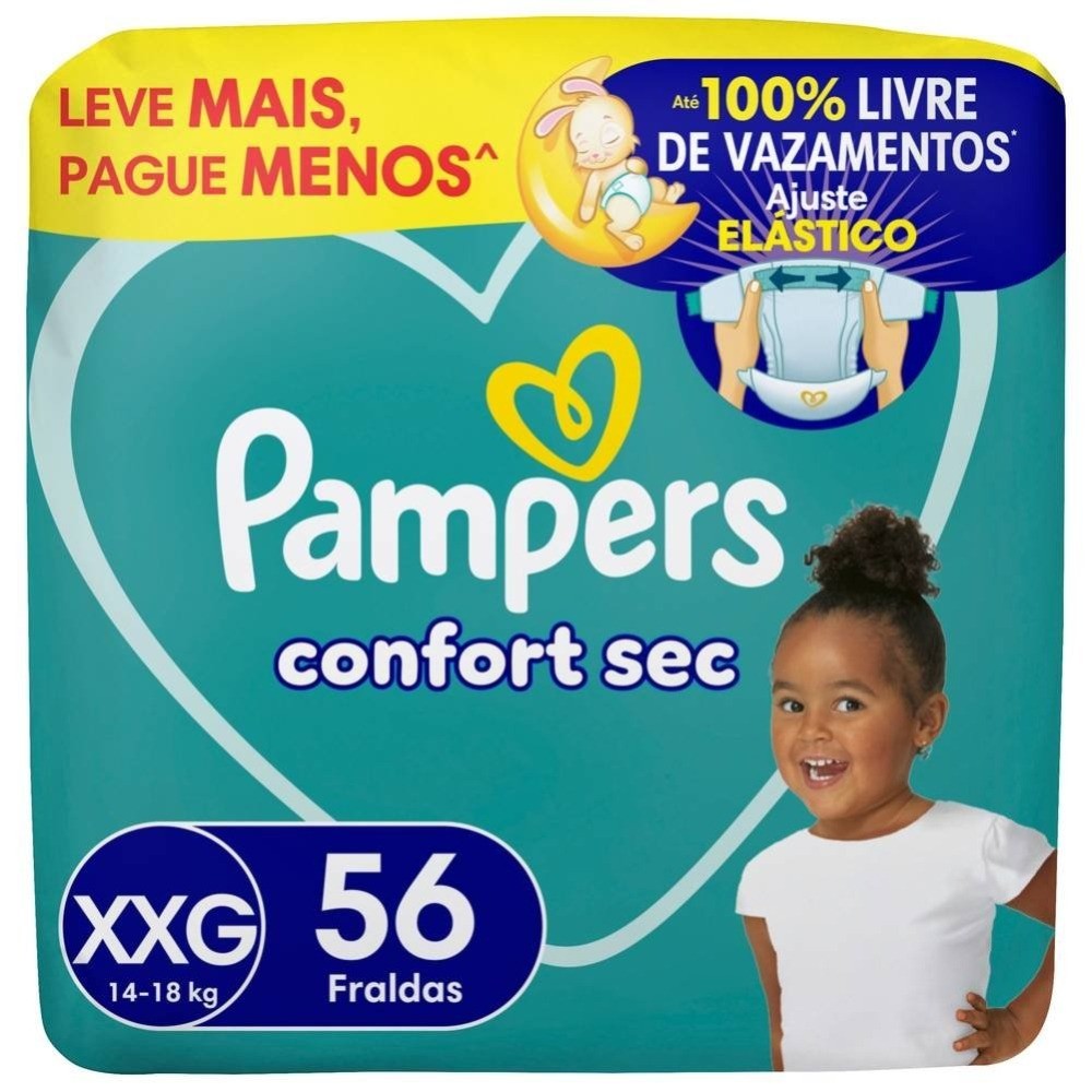 Fralda Pampers Confsec Bag Xxg 56 Unidades