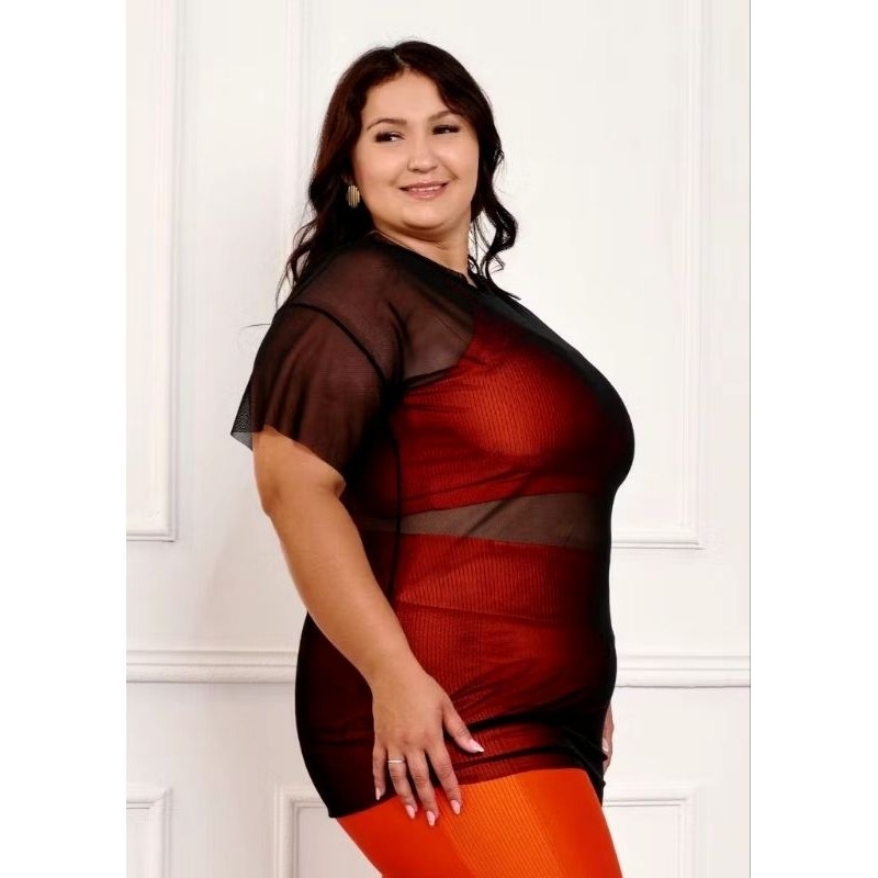 Blusa plus size tule feminina Camisa Transparente academia treino "fitness"