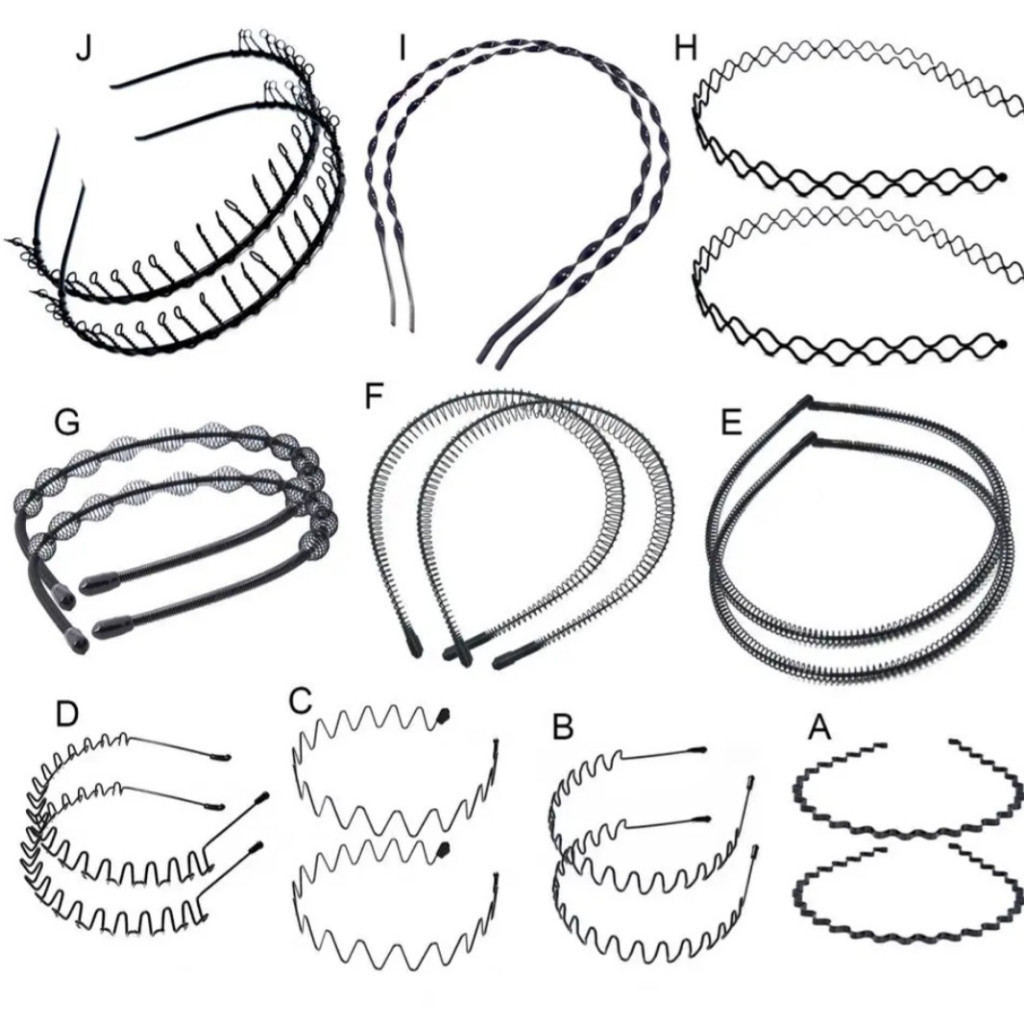 KIT 2 Tiaras de Ferro Arco Diadema Masculina Metal Arquinho Ondinhas