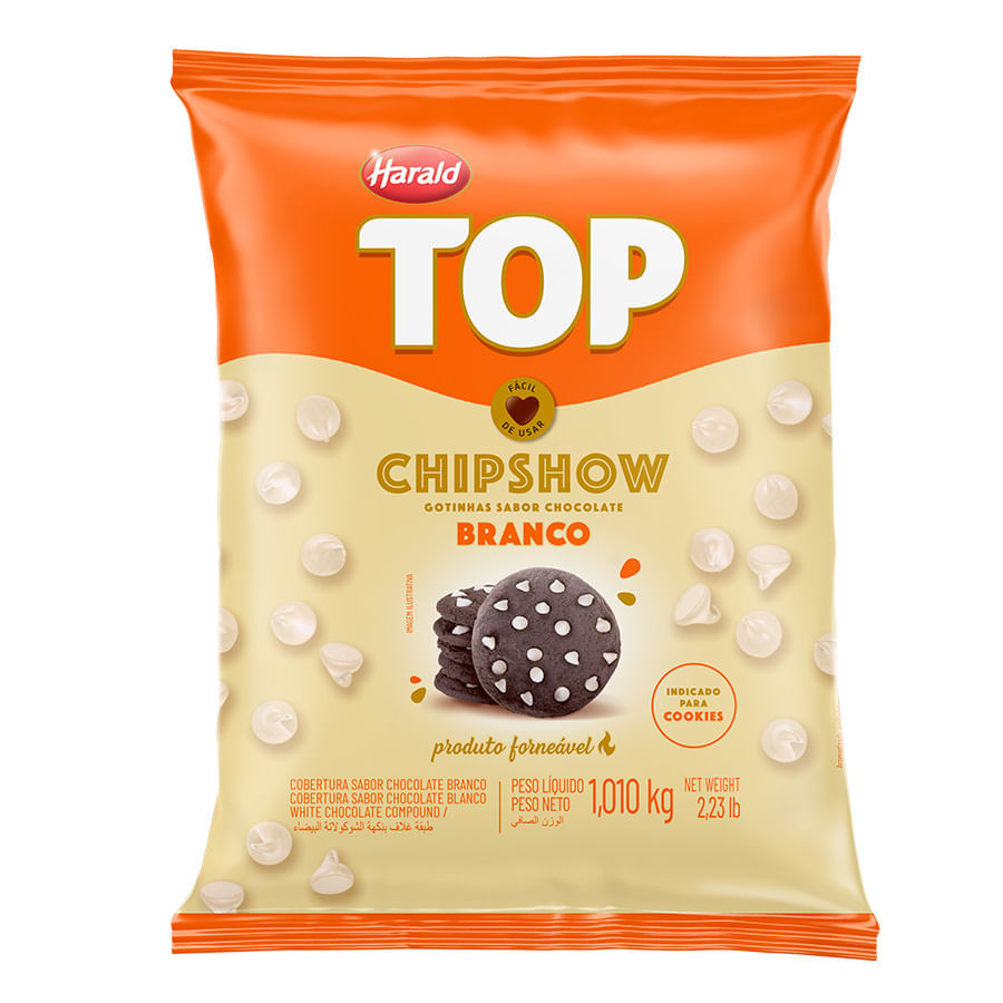 Chipshow Chocolate Branco Forneável 1,01kg Top HARALD em Oferta na Shopee