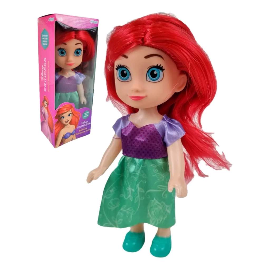 Brinquedo Infantil Mini Boneca Princesa Ariel A Pequena Sereia 15cm +3 Anos Etitoys - 	YD-830
