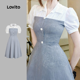 Lovito Vestido Casual em Bloco de Cores para Primavera/verão Cinza para mulheres L157ED287 em Oferta na Shopee
