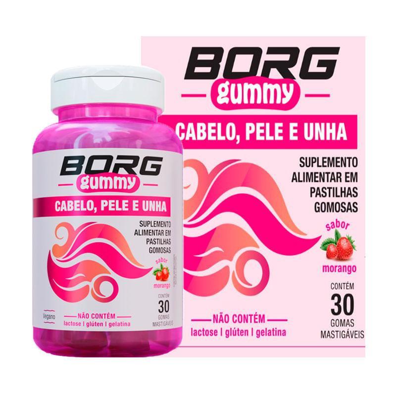 Suplemento Alimentar Borg Gummy Cabelo, Pele e Unha Sabor Morango 30 Gomas Mastigáveis em Oferta na Shopee