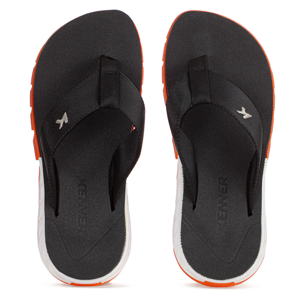 Chinelo Kenner Rakka Preto Laranja e Branco - Masculino em Oferta na Shopee