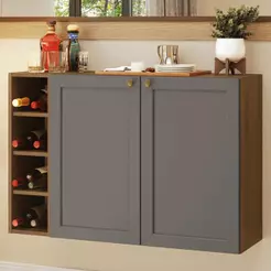 Buffet Aparador com Adega 100cm 2 Portas Rustic/Cinza Vik Madesa 16