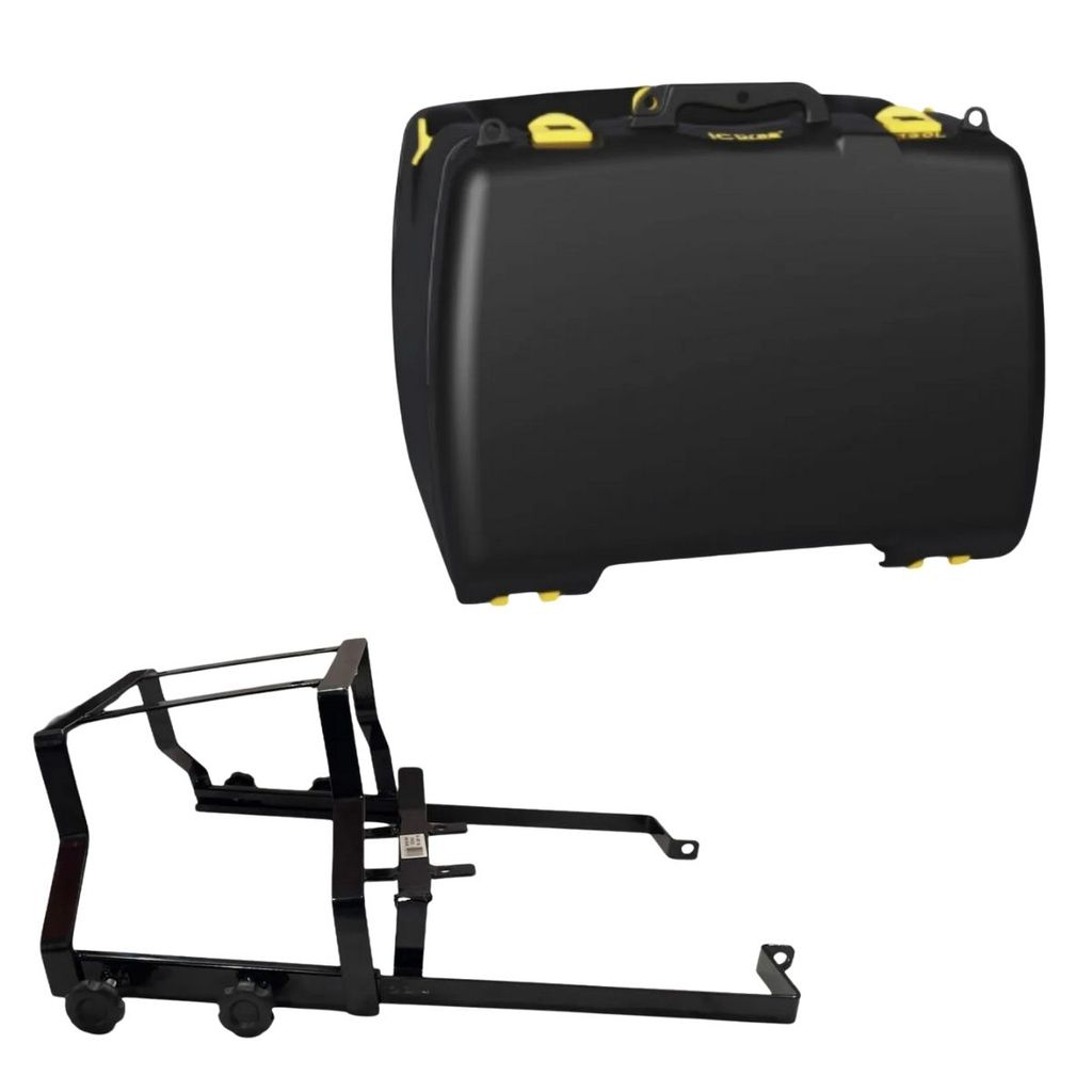 Caixa Baú Moto 130L Icbras + Suporte com Regulagem para Garupa Várias Motos Trava Mais