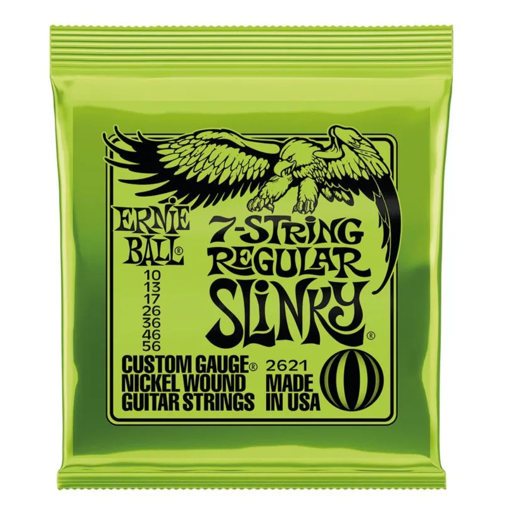 Encordoamento Ernie Ball 010 Para Guitarra 7 CORDAS 010-056 Regular Slinky Niquel P02621