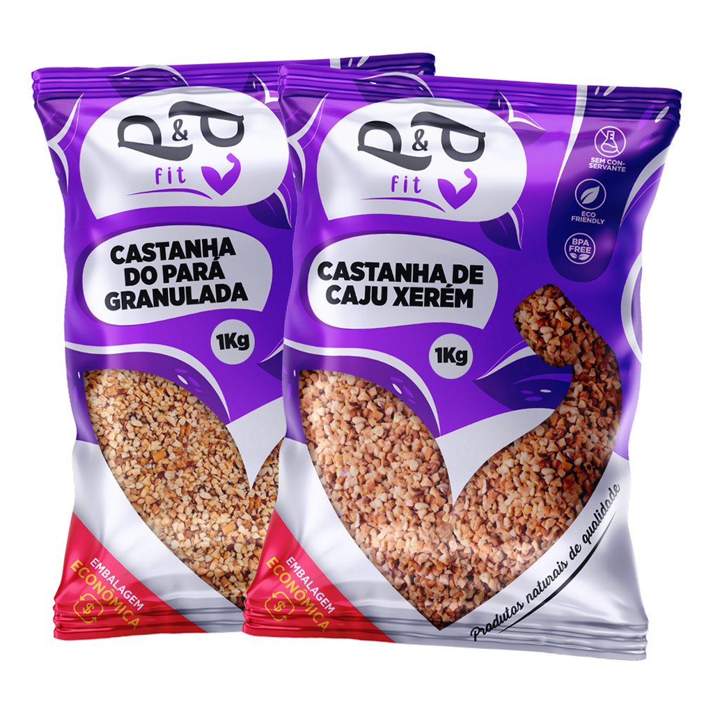 Kit Castanha do Pará Quebrada/Granulada 1Kg+ Castanha de Caju Xerém 1Kg Torrado