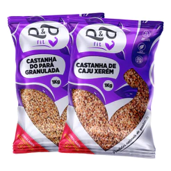 Kit Castanha do Pará Quebrada/Granulada 1Kg+ Castanha de Caju Xerém 1Kg Torrado