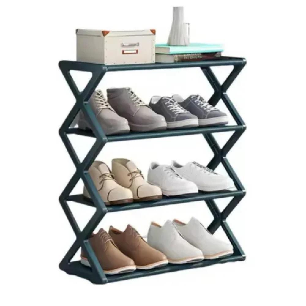 ESTANTE MULTIUSO SAPATEIRA 4 PRATELEIRA VERDE CALCADOS BRINQUEDOS OBJETOS LAVANDERIA QUARTO