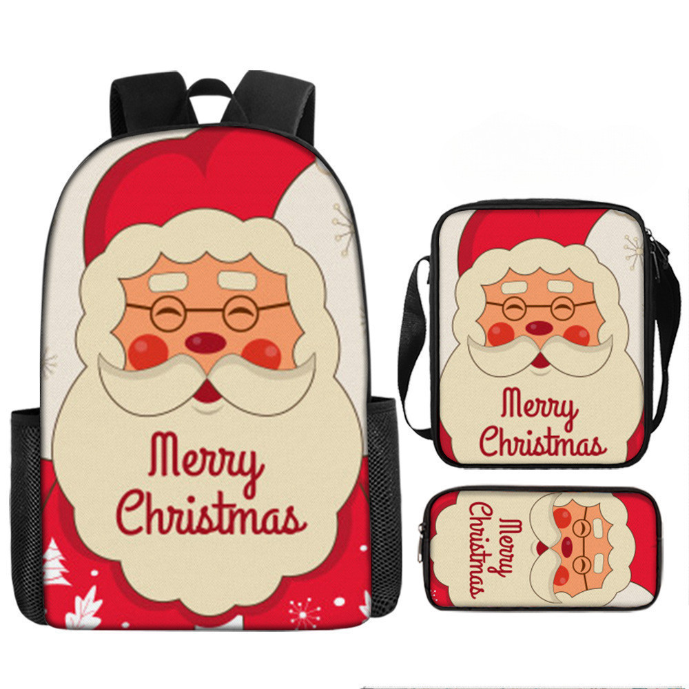 Mochila Impressa em 3D Conjunto de Mochila Estudantil de 3 Peças Estojo de Lápis Presente de Natal Presente de Ano Novo