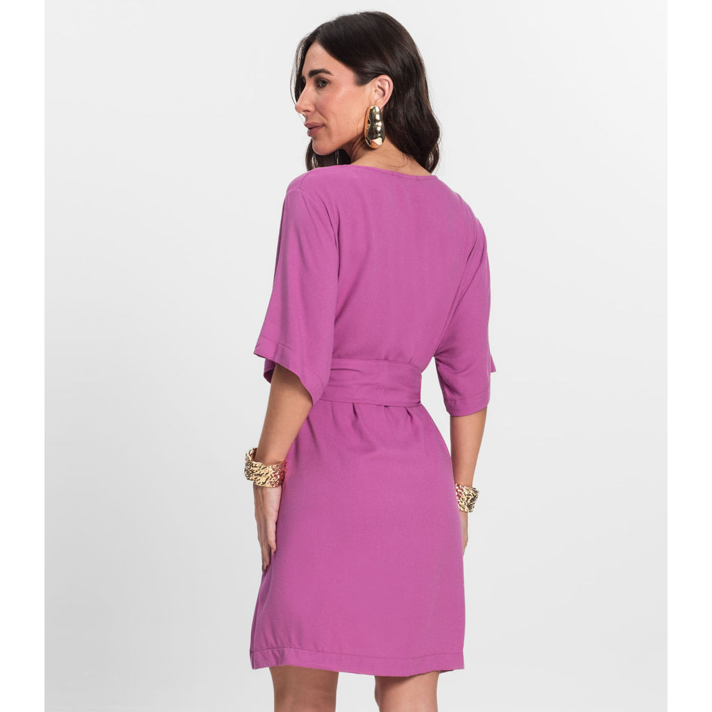 Detalhes do Vestido Curto Feminino Com Cinto Endless Rosa