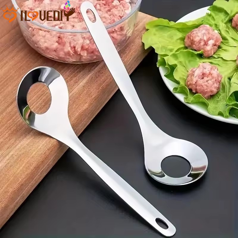 Ferramenta Para Fazer Almôndegas De Cozinha Cozinhar Em Casa E Cozinhas Profissionais | Colher De Aço Inoxidável Com Des