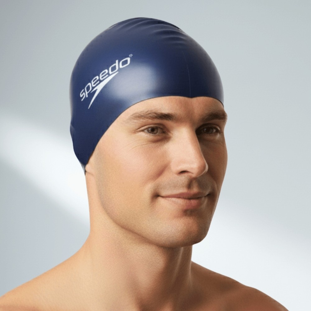 Touca De Natação Em Silicone Flat Cap Adulto Speedo Azul Marinho em Oferta na Shopee