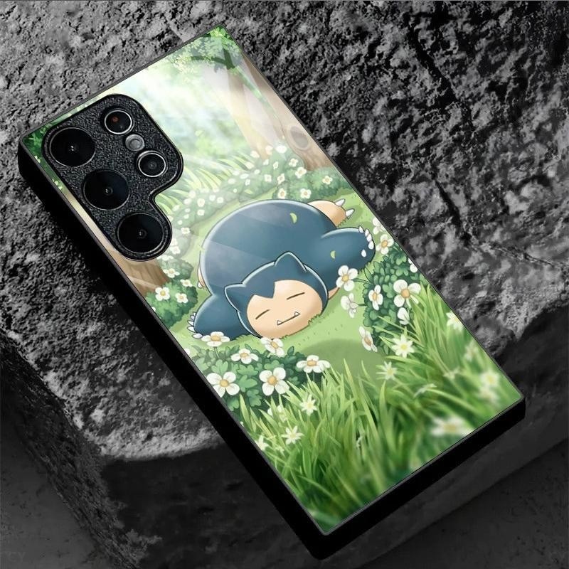 snorlax pokemon 09 design Capa De Telefone De Vidro Para Samsung Galaxy S20 S21 S22 S23 S24 S25 Ultra Plus S23FE S24FE A