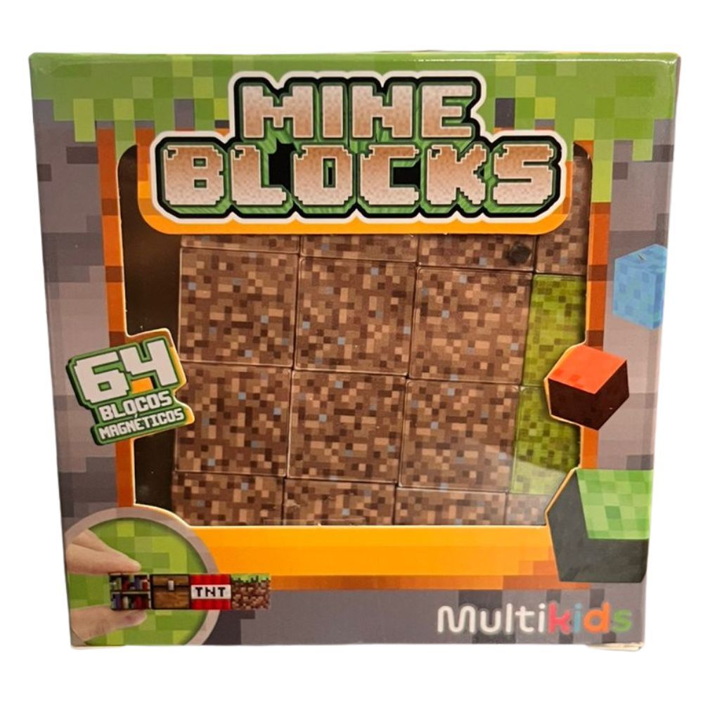 Blocos Magnéticos Sortidos Minecraft 64 Peças Multikids