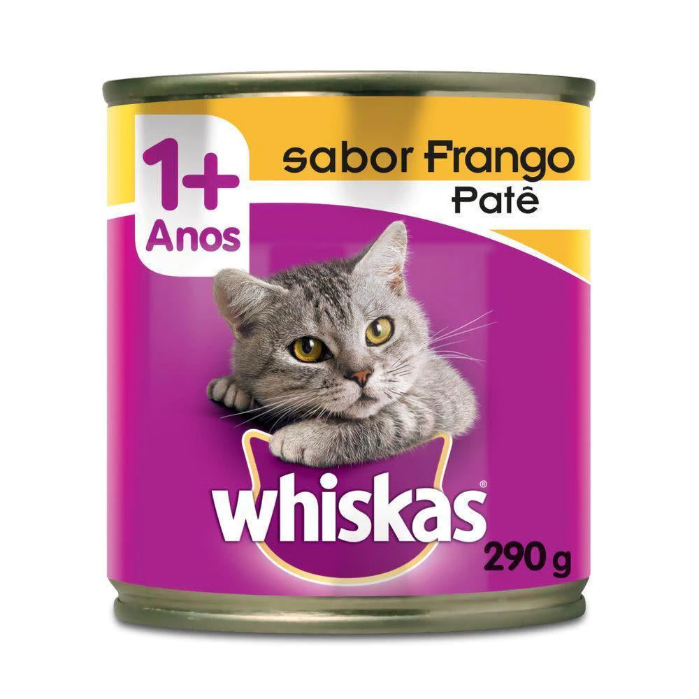 Ração Úmida Lata Patê de Frango para Gatos Adultos 290g Whiskas