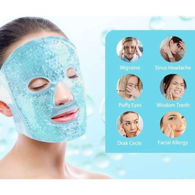 Máscara Facial Térmica Dupla Ação - Gel Reutilizável Quente/Frio com Capa de Veludo para Relaxamento