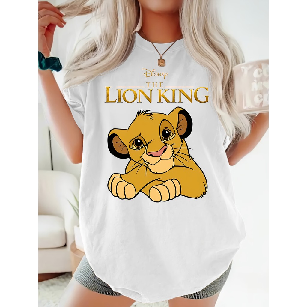 BR Moonlight Camiseta Feminina Disney Lion King Simba Vintage Estampada Confortável Linda Divertida Moda Verão