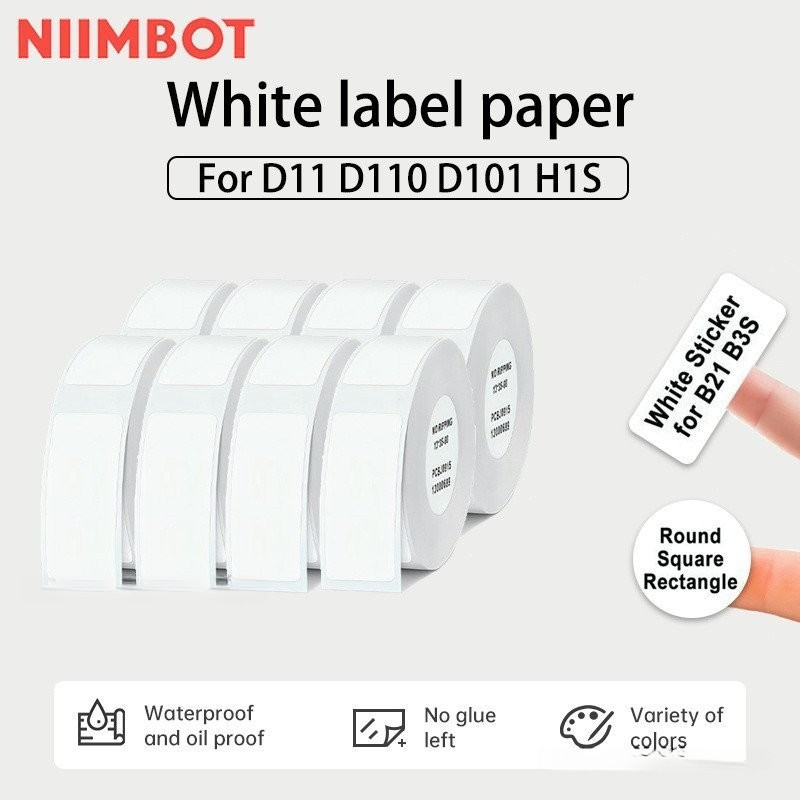 Niimbot D11/D110/D101 (Branco Fundido) Etiqueta Térmica 12-15mm Nome Adesivo Papel Colorido IET9 WB31