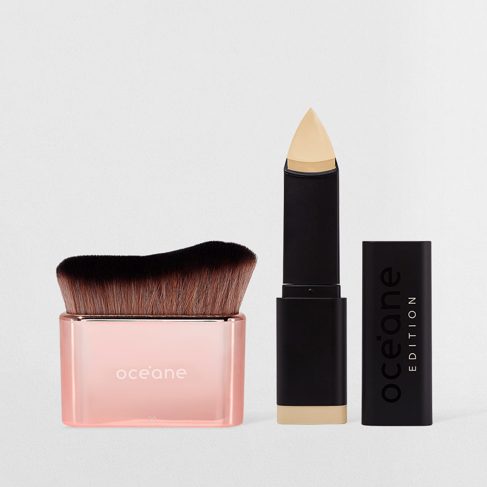 Kit Base em Bastão Ivory + Pincel de Maquiagem Multifuncional (2 Produtos) em Oferta na Shopee