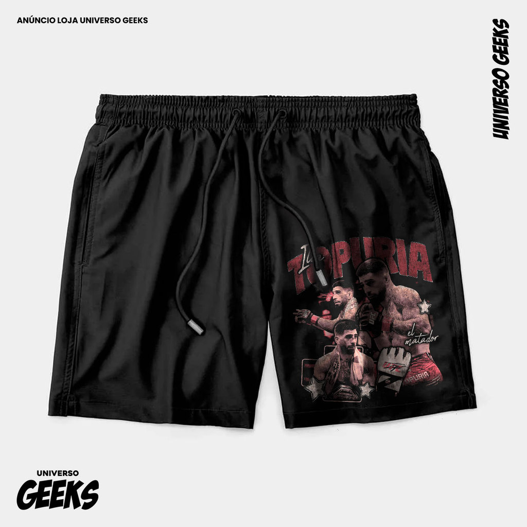 Bermuda Tactel Ilia Topuria El Matador Short Confortável Com Elastano Ideal Lazer Treino Esportes Praia