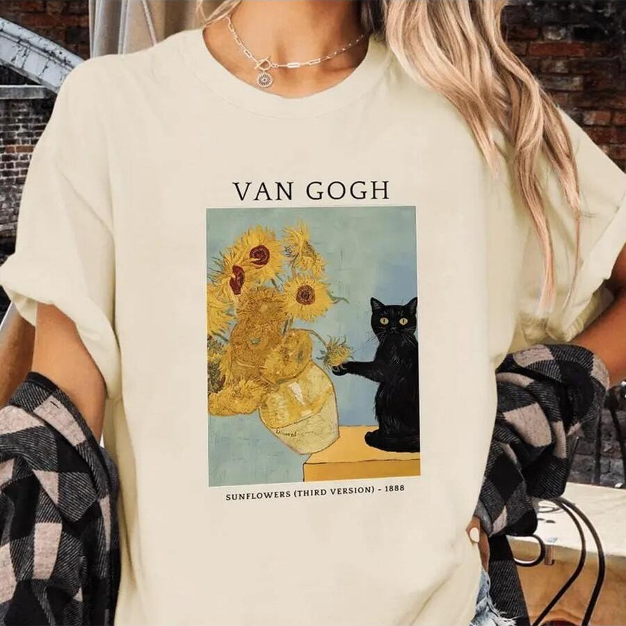 Camiseta Básica Unissex 100% Algodão Sunflowers Third Version em Oferta na Shopee