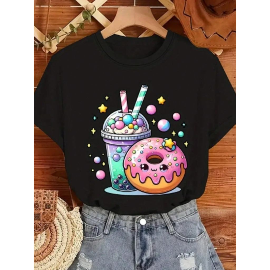 Blusinhas T-Shirt Casual Milk Shake Donuts