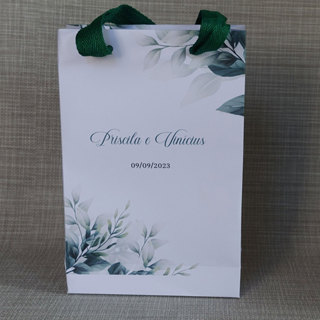 Sacola personalizada folhagens verde em Oferta na Shopee